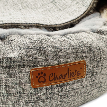 Faux Wolf Fur & Linen Burrow Bed