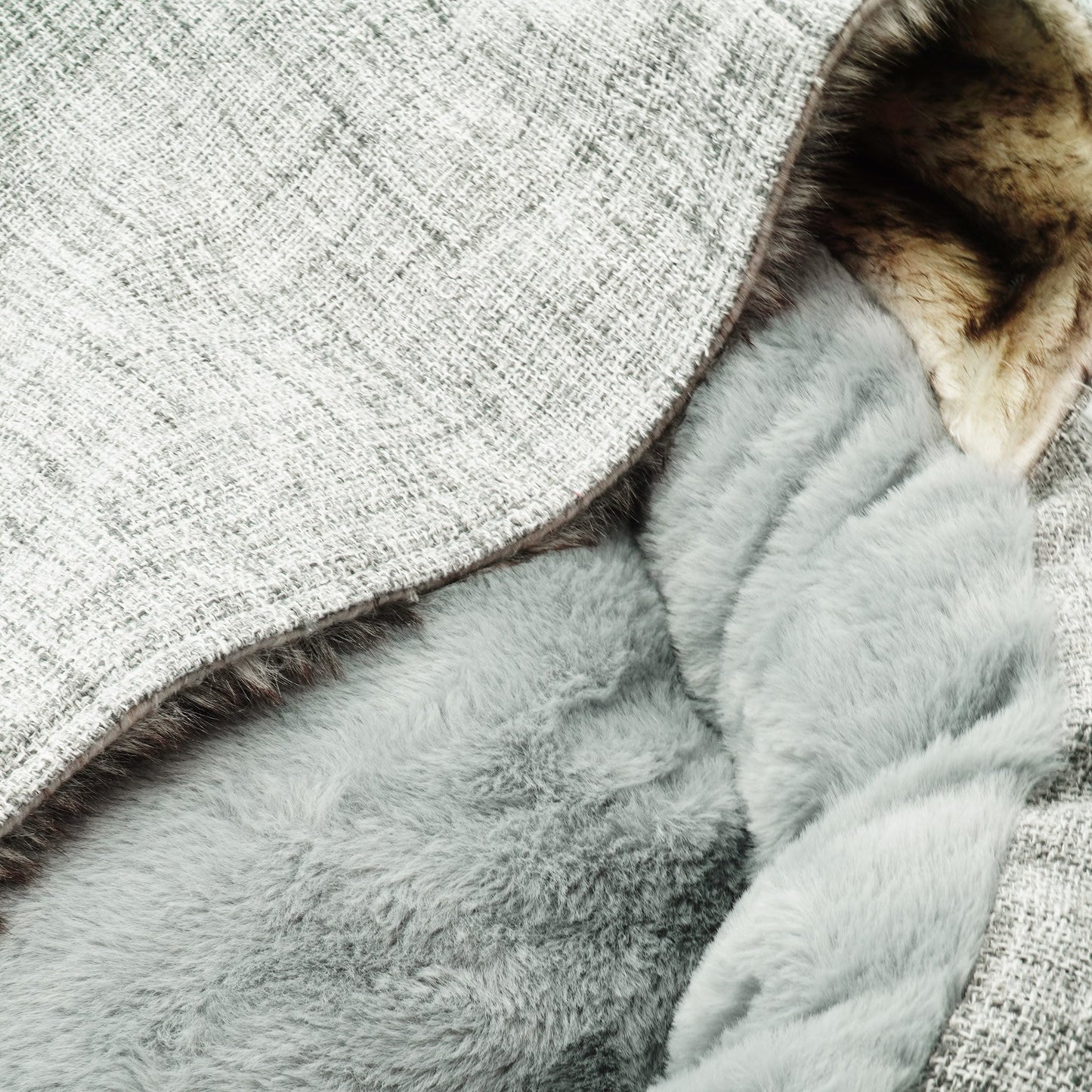 Faux Wolf Fur & Linen Burrow Bed