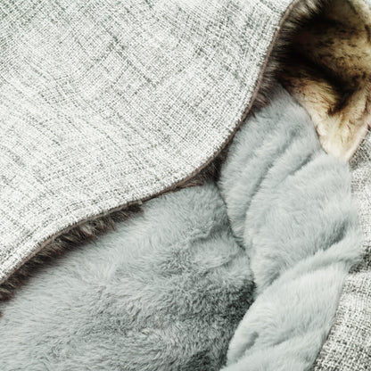 Faux Wolf Fur & Linen Burrow Bed