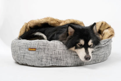 Faux Wolf Fur & Linen Burrow Bed